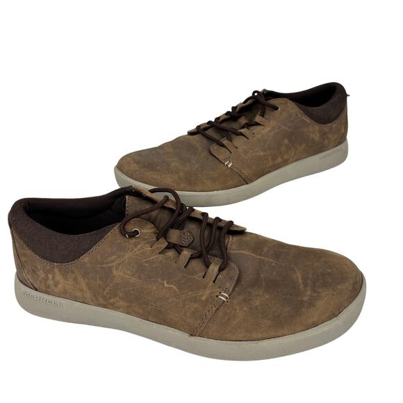 Merrell Freewheel Oxford Lace Up Sneaker Mens Size 11.5 Brown Distressed Leather - Picture 1 of 9